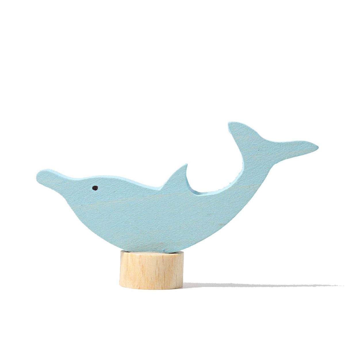 Handbemalte Steckfigur Delphin aus Lindenholz von Grimms, 7 cm, dekorative Dekoidee für Geburtstagstisch und Meereswelt