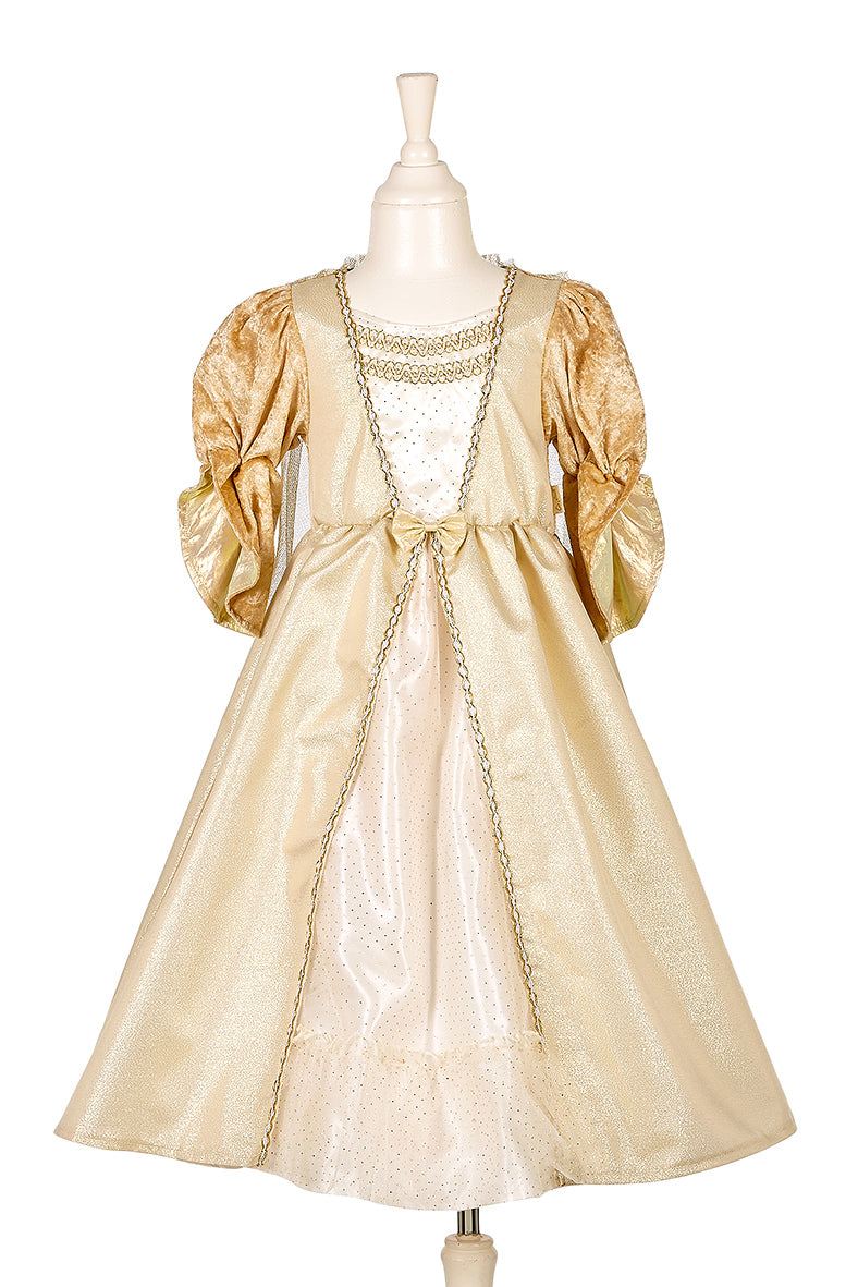 Kleid Frederique goldfarbenes Prinzessinnenkostüm für Kinder 3-4 Jahre mit Reifrock und Trompetenärmeln