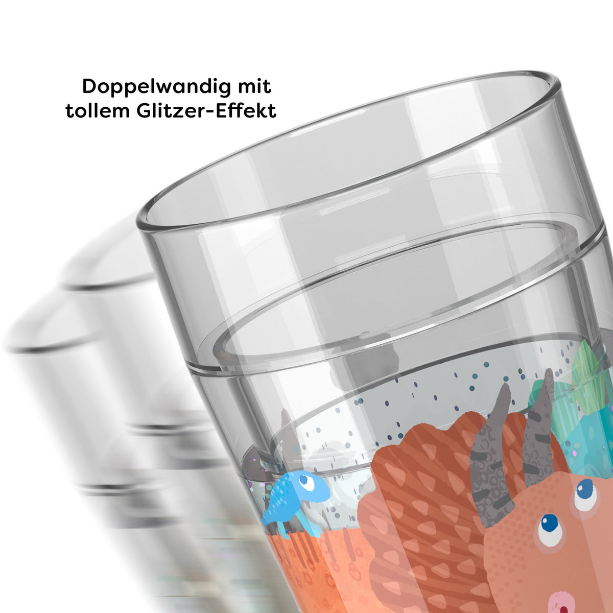 Glitzerbecher Dino