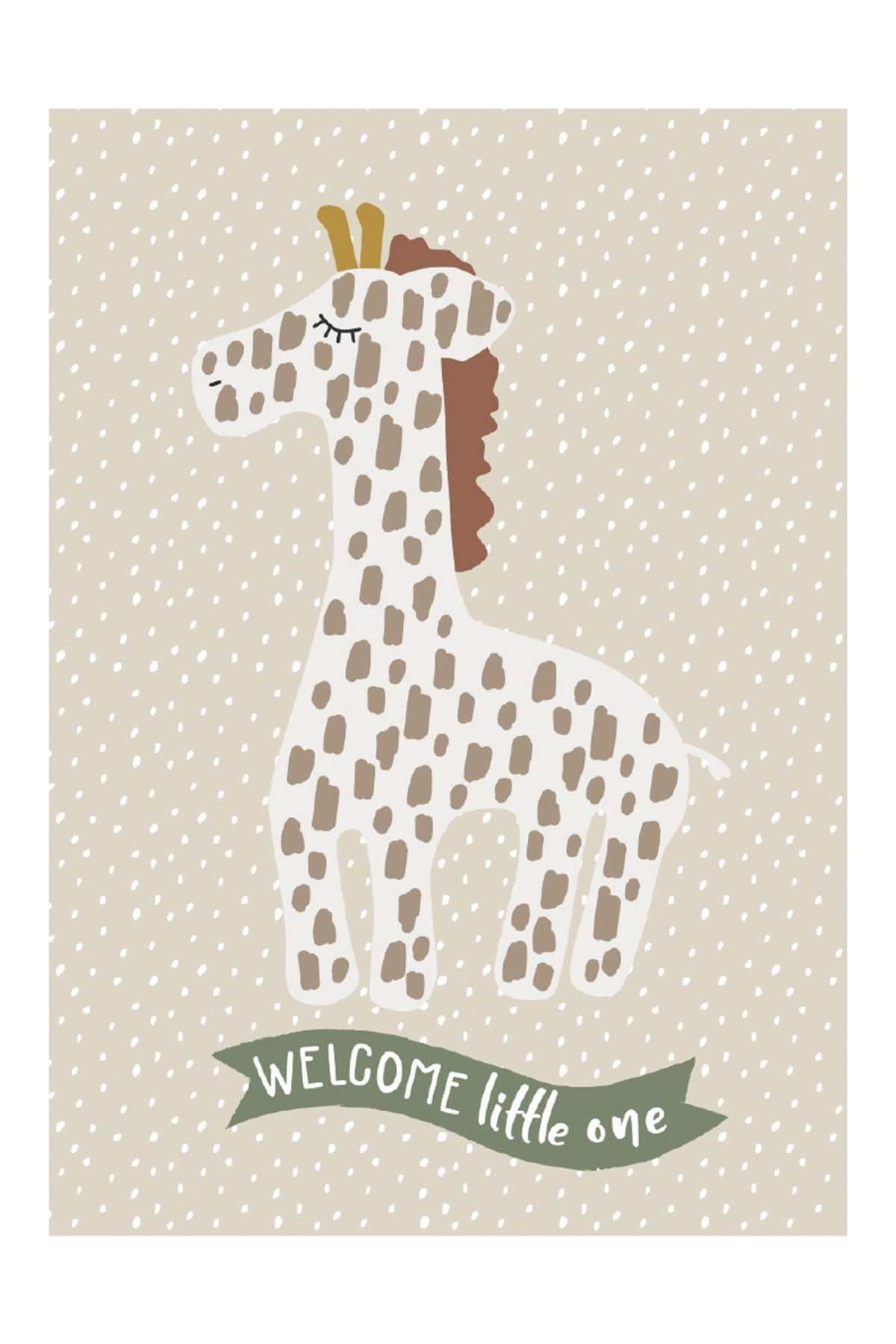 Geburtskarte Giraffe von Kikadu aus festem Kartonpapier, DIN A6, niedliches Design, hergestellt in Deutschland.