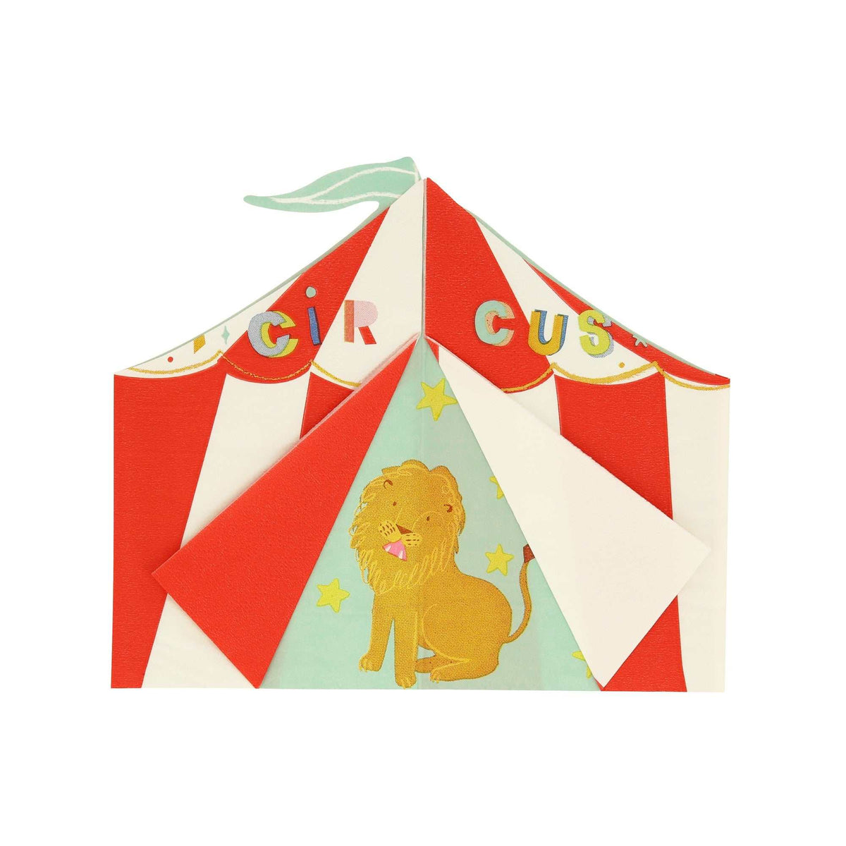 Zirkus Servietten groß mit Goldfoliendetails aus nachhaltigem FSC-Papier, Packung mit 16 Stück für Kinderparty