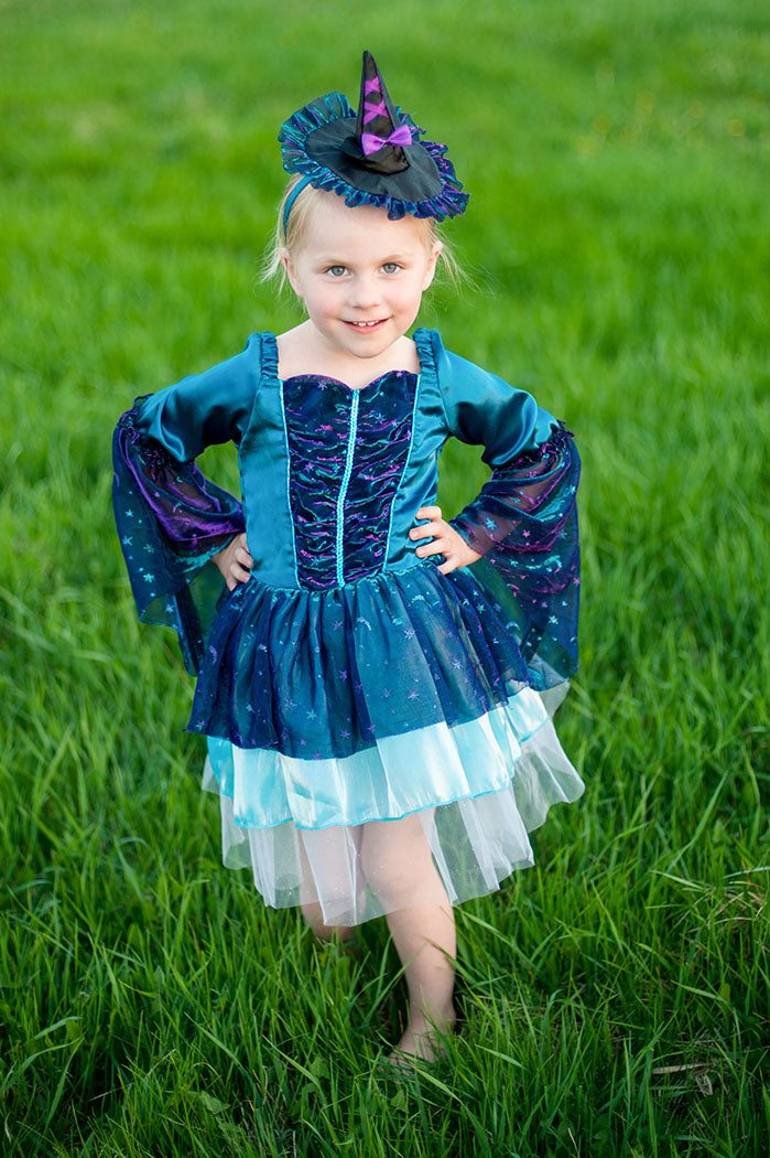 Hexenkleid blau mit Hut 5-6 Jahre
