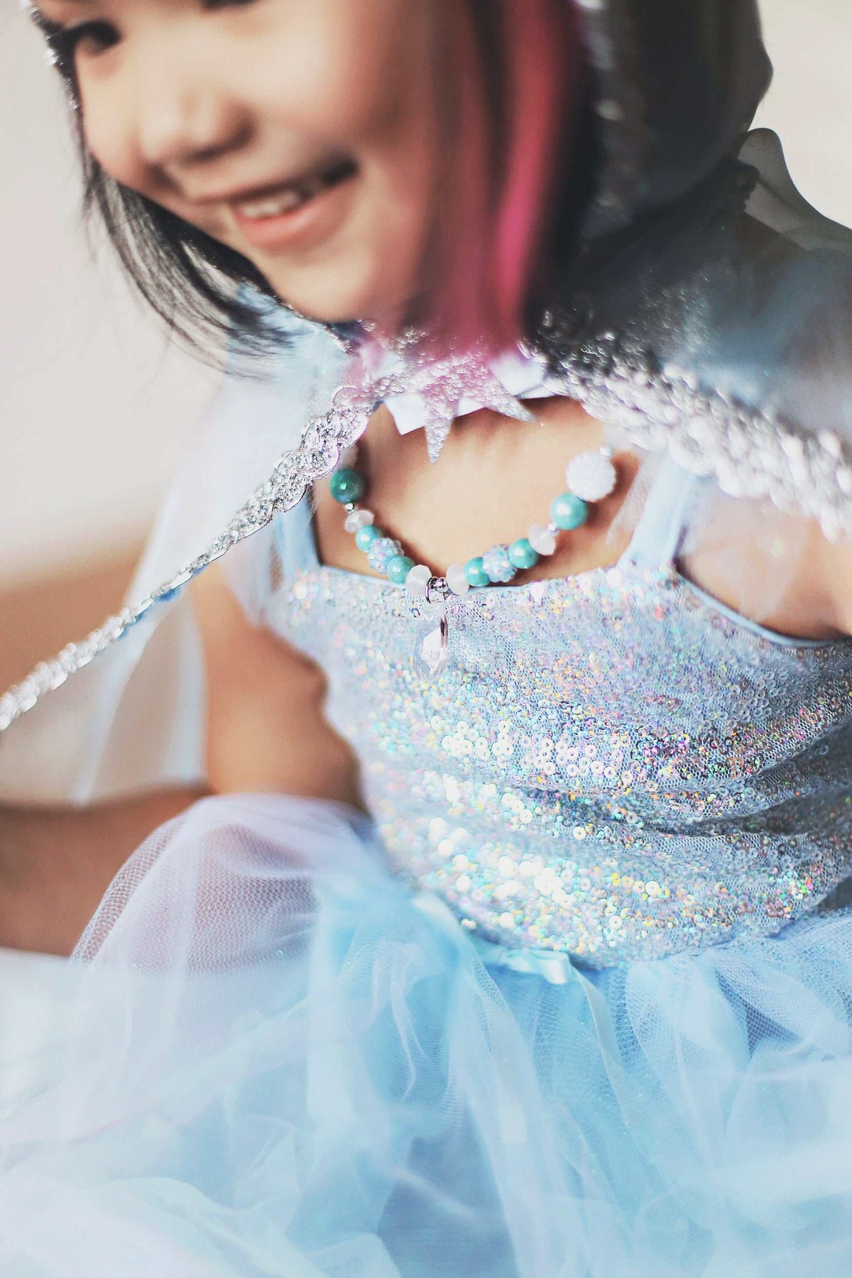 Blaues Paillettenkleid Prinzessin 3-4 Jahre