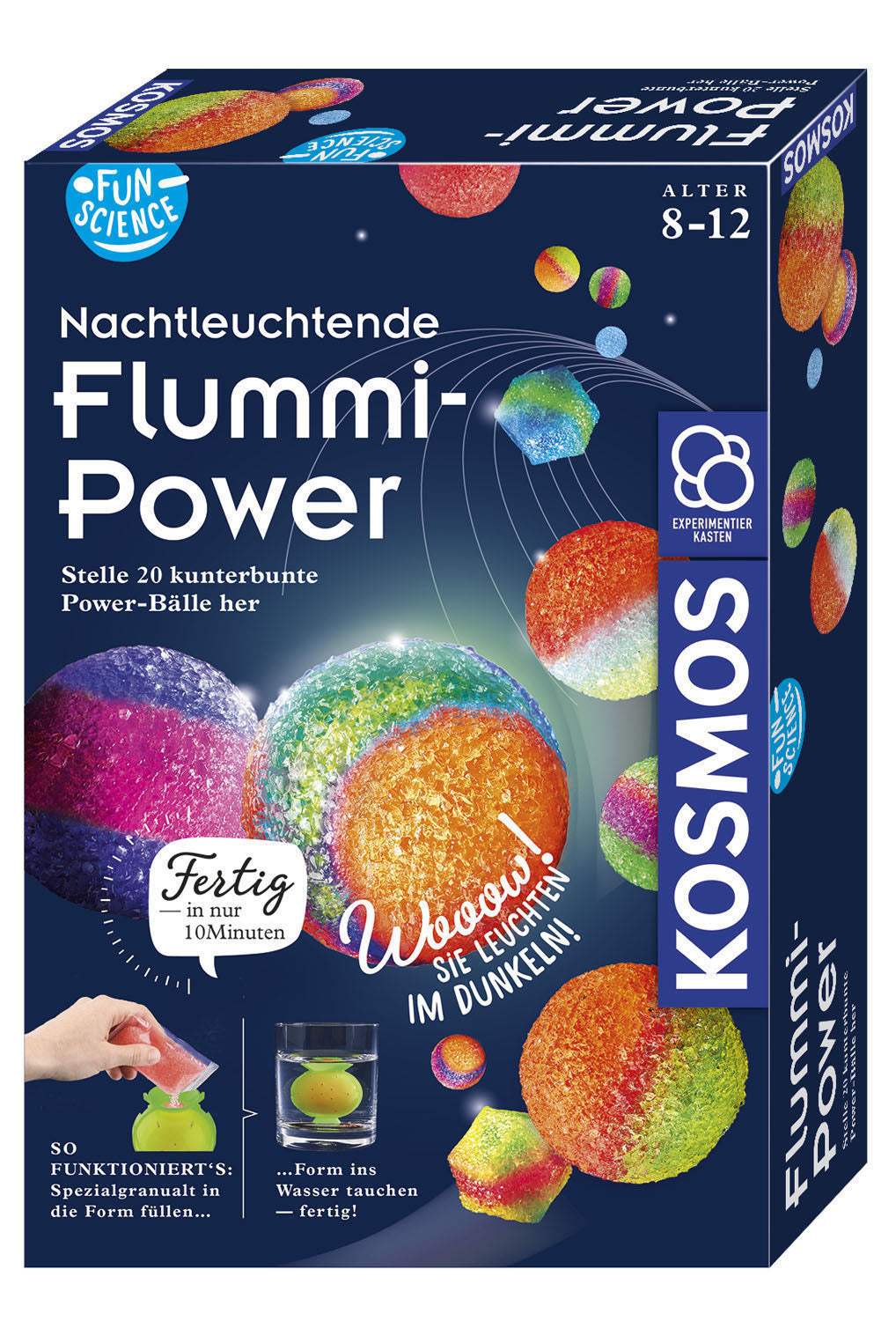 Fun Science Nachtleuchtende Flummi Experimentierset mit leuchtenden Hüpfbällen für Kinder