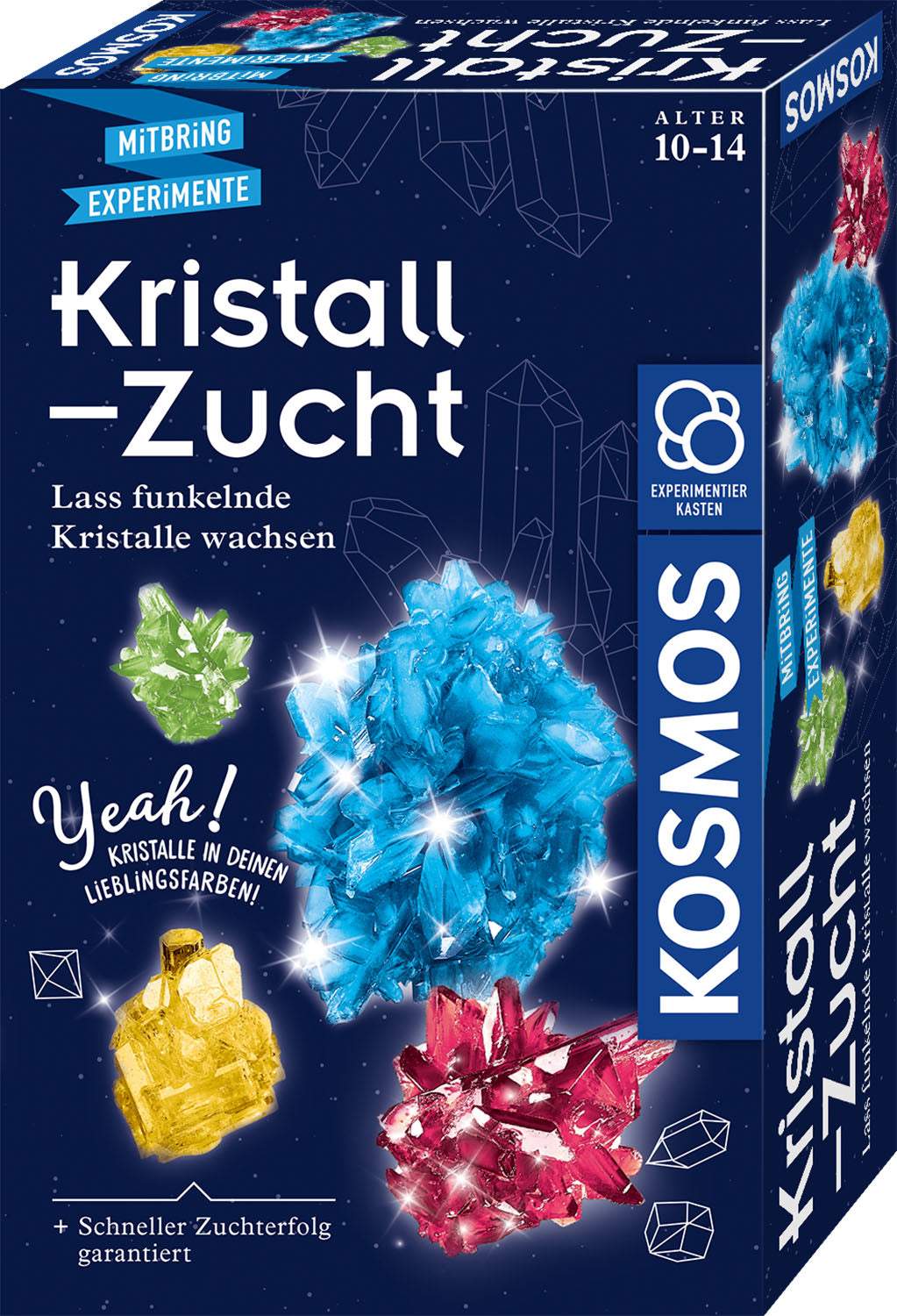 Kristall-Zucht Experimentierset für Kinder mit Farbtabletten, Pipette und Kristallsalz zur Herstellung bunter Kristalle
