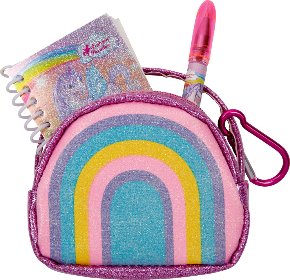 Mini-Tasche mit Schreib-Set Einhorn in Regenbogen-Optik mit Gelstift und Notizheft