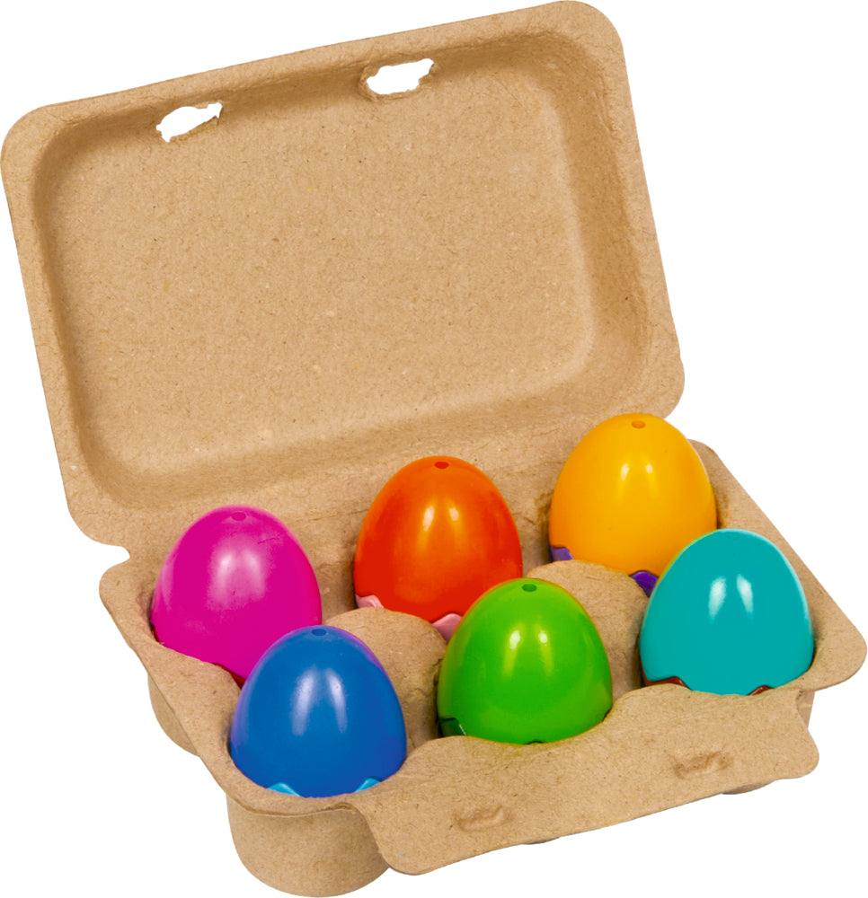 Sechs bunte Eier-Wachsmaler für kreatives Malen im Frühling