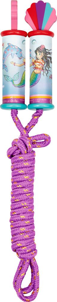 Springseil Muschel mit Holzgriffen und Muschel-Figur von Nella Nixe, 2,3m lang, bunt und glitzernd