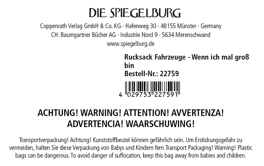 Rucksack Fahrzeuge - Wenn ich mal groß bin..