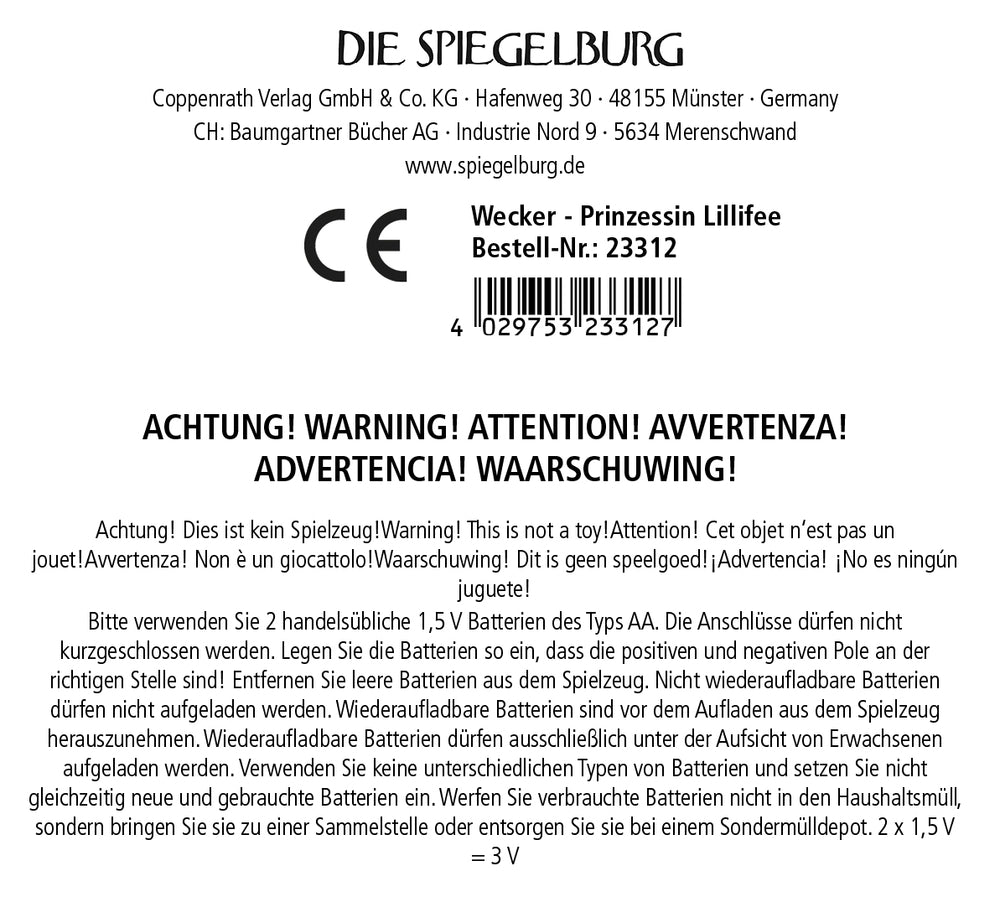 Wecker - Prinzessin Lillifee