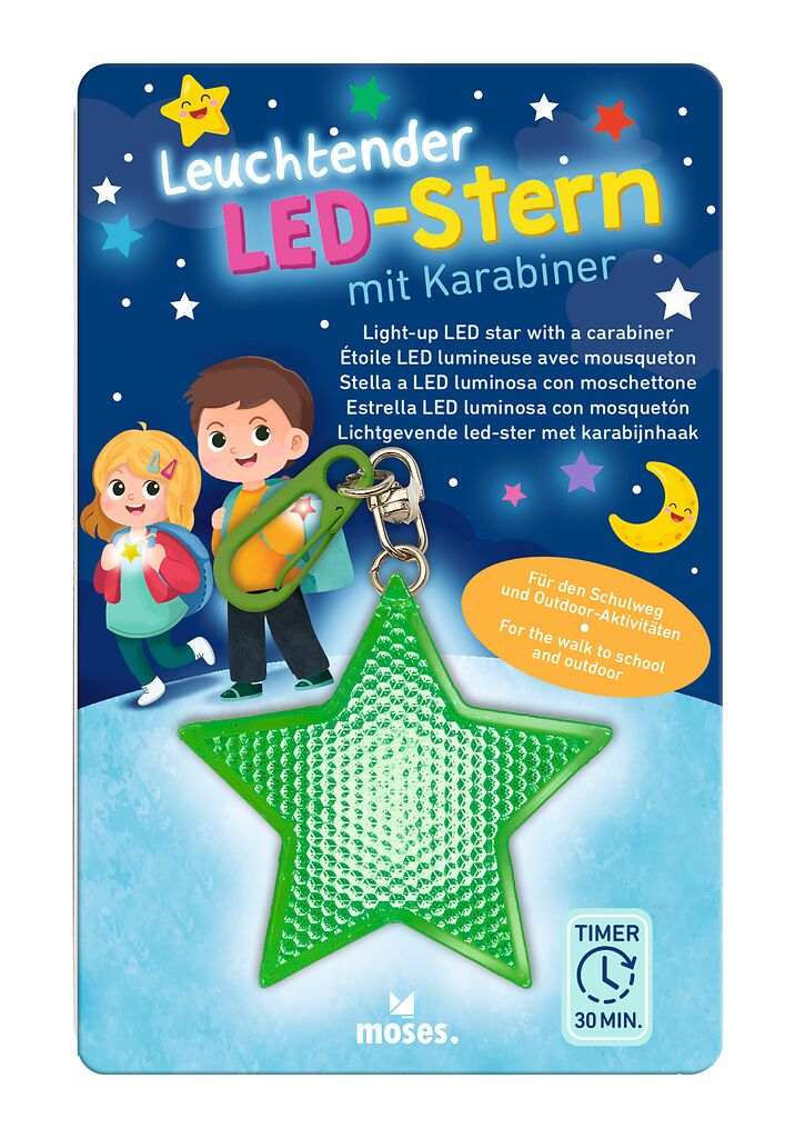 Leuchtender LED Stern mit Karabiner (1Stück)