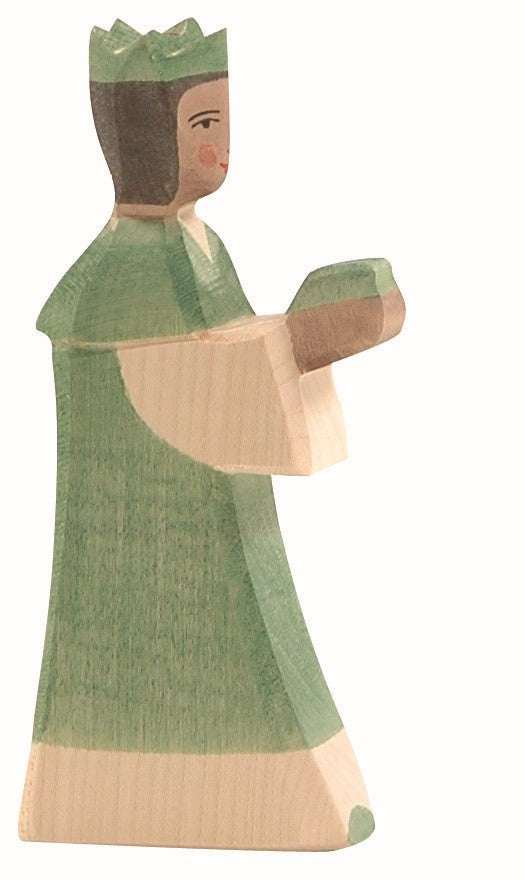 König grün Ostheimer Holzfigur 16 cm handgefertigt nachhaltiges Holz kindersicher