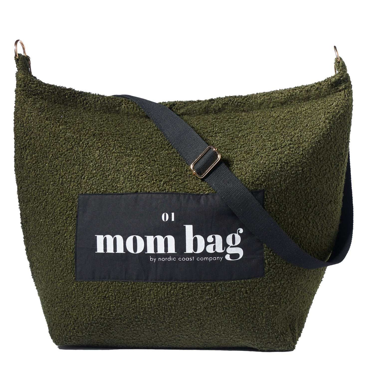 Olive Mom Bag made of teddy bouclé with spacious interior and adjustable handles for mothers
