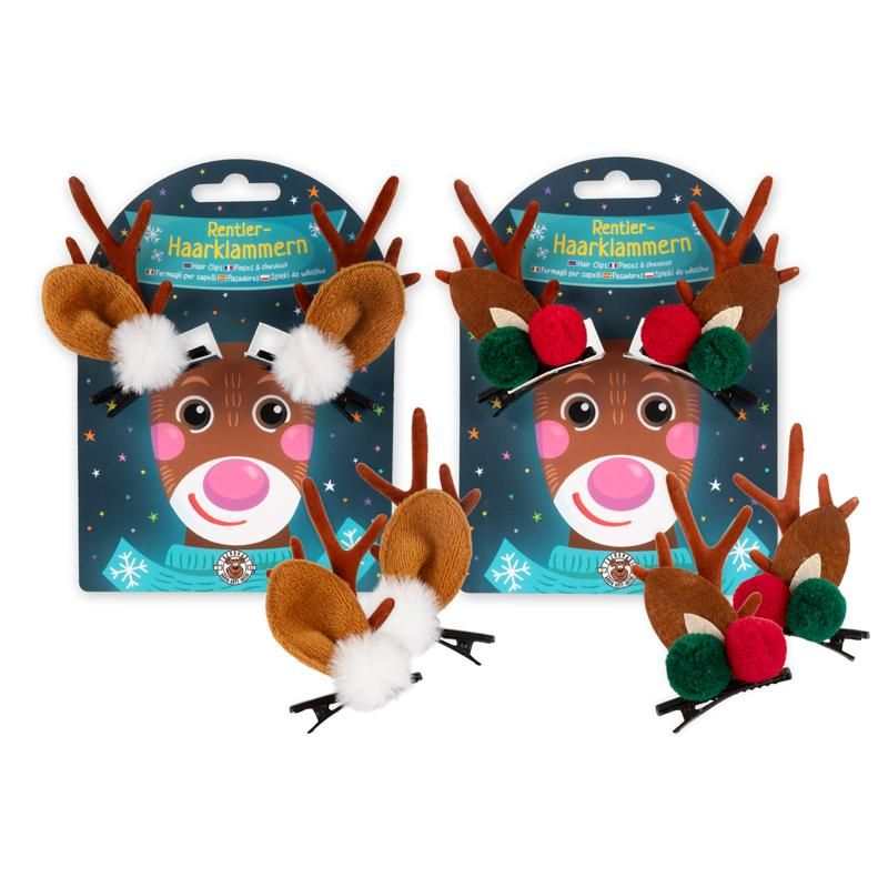 MAGIC MOMENTS Haarklammer Rentier mit samtigem Geweih und plüschigen Ohren als weihnachtliches Haaraccessoire