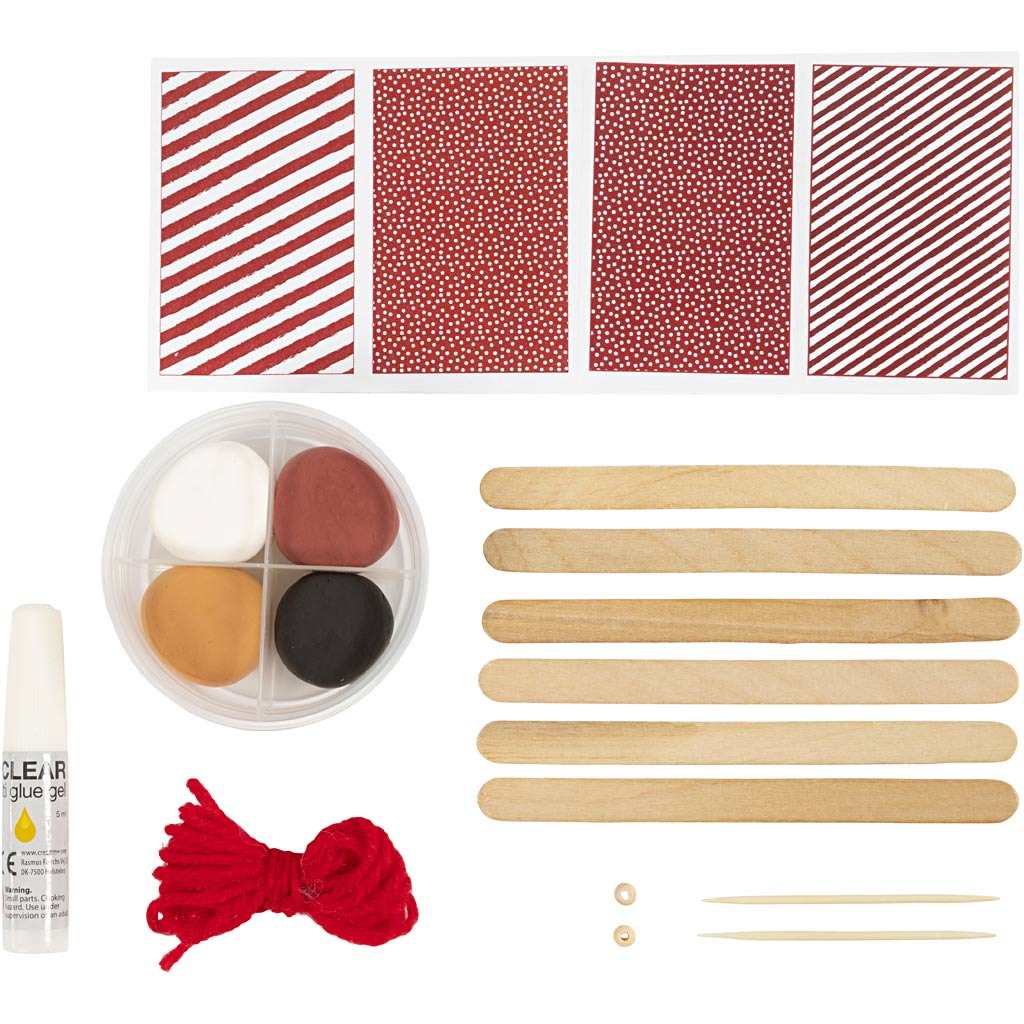 Mini Bastelset Wichtel mit Silk Clay und Zubehör für Weihnachtswichtel-Miniaturwelt