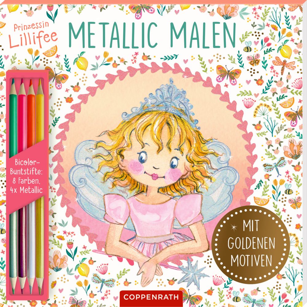 Ausmalblock Prinzessin Lillifee mit MetallMalstifte und goldenen Motiven