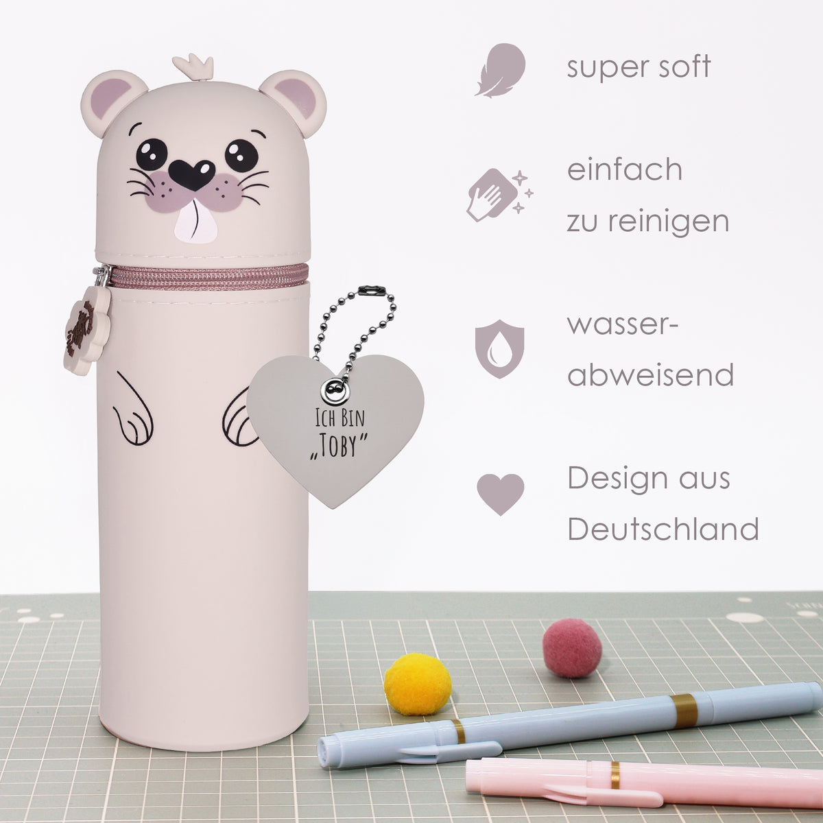 Silikon Federmäppchen Biber Toby