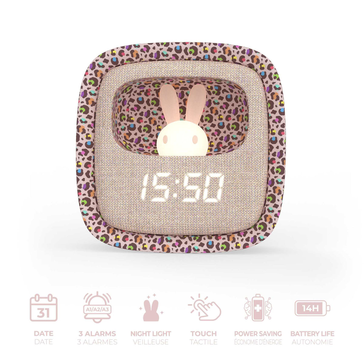 Wecker mit Nachtlicht - Leopard Regenbogen