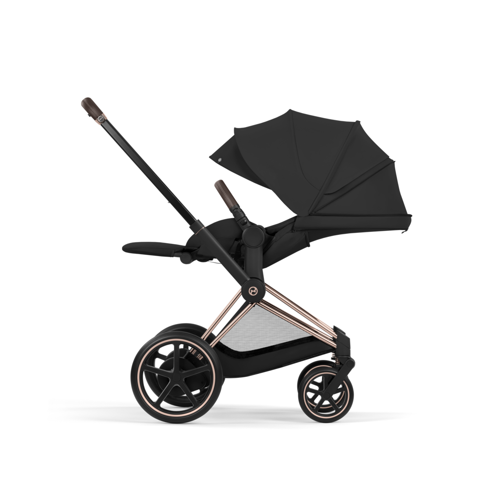 ePRIAM Comfort Rosegold incl. Babywanne, Sitzeinheit, Sitzbezug Sepia Black
