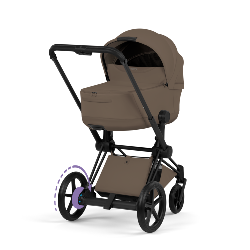 ePRIAM Comfort Matt Black incl. Babywanne, Sitzeinheit, Sitzbezug Coconut Brown