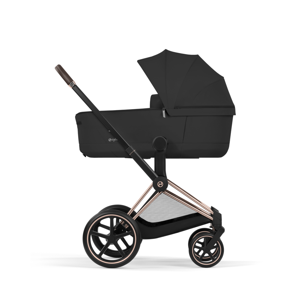 PRIAM Comfort Rosegold incl. Babywanne, Sitzeinheit, Sitzbezug Sepia Black