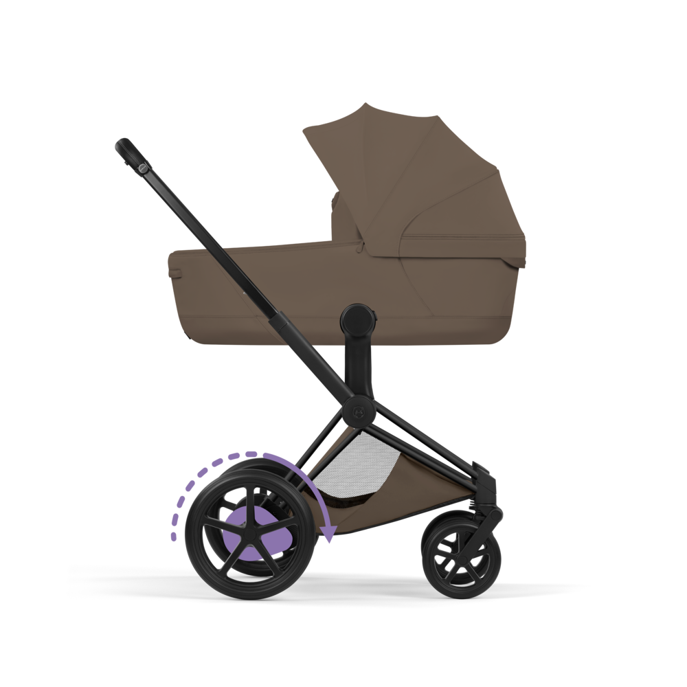 ePRIAM Comfort Matt Black incl. Babywanne, Sitzeinheit, Sitzbezug Coconut Brown