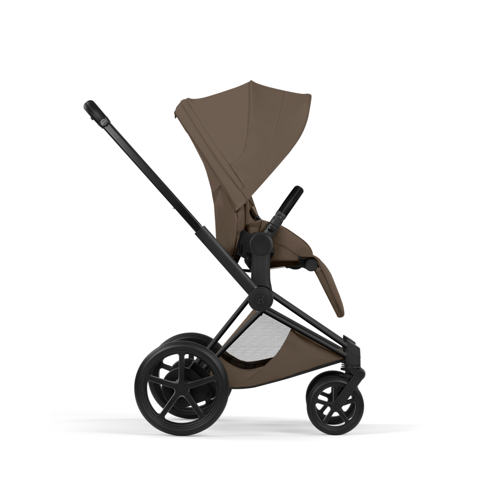 ePRIAM Comfort Matt Black incl. Babywanne, Sitzeinheit, Sitzbezug Coconut Brown