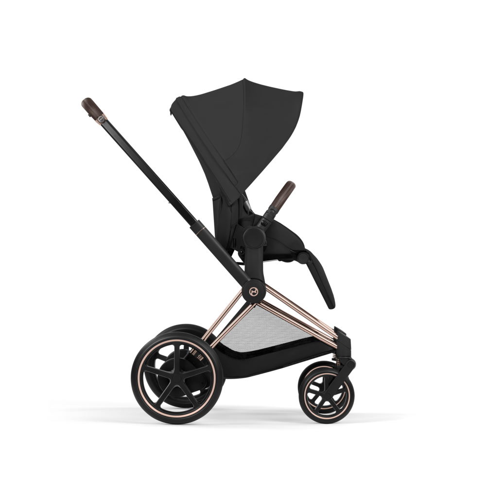 ePRIAM Comfort Rosegold incl. Babywanne, Sitzeinheit, Sitzbezug Sepia Black