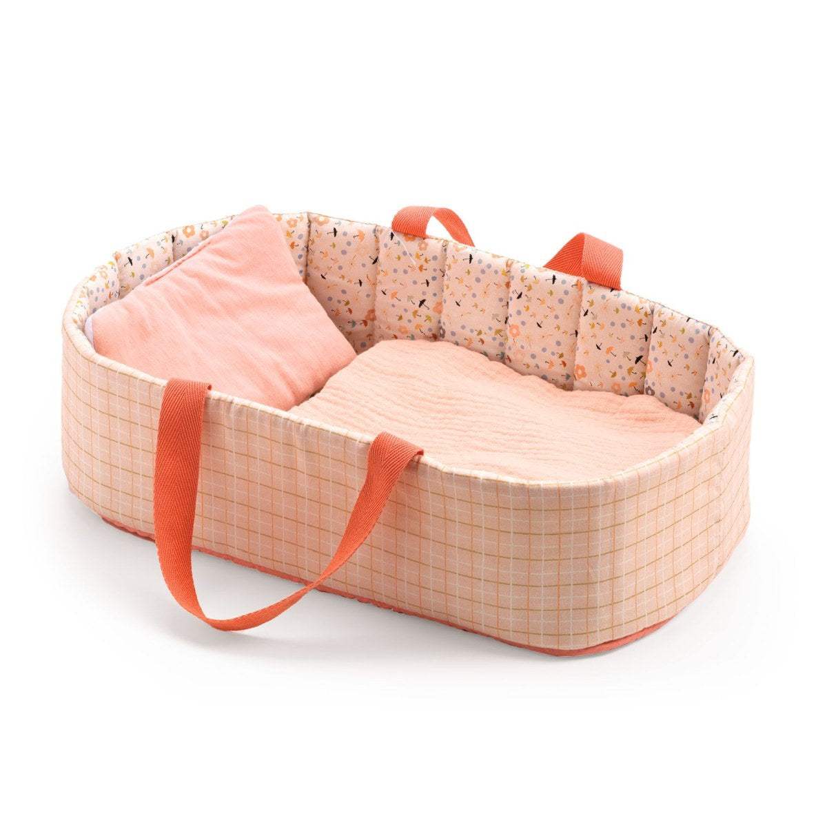 Puppentragetasche Pink Lines für 30-36 cm Puppen mit Decke und Kopfkissen aus wattierter Baumwolle
