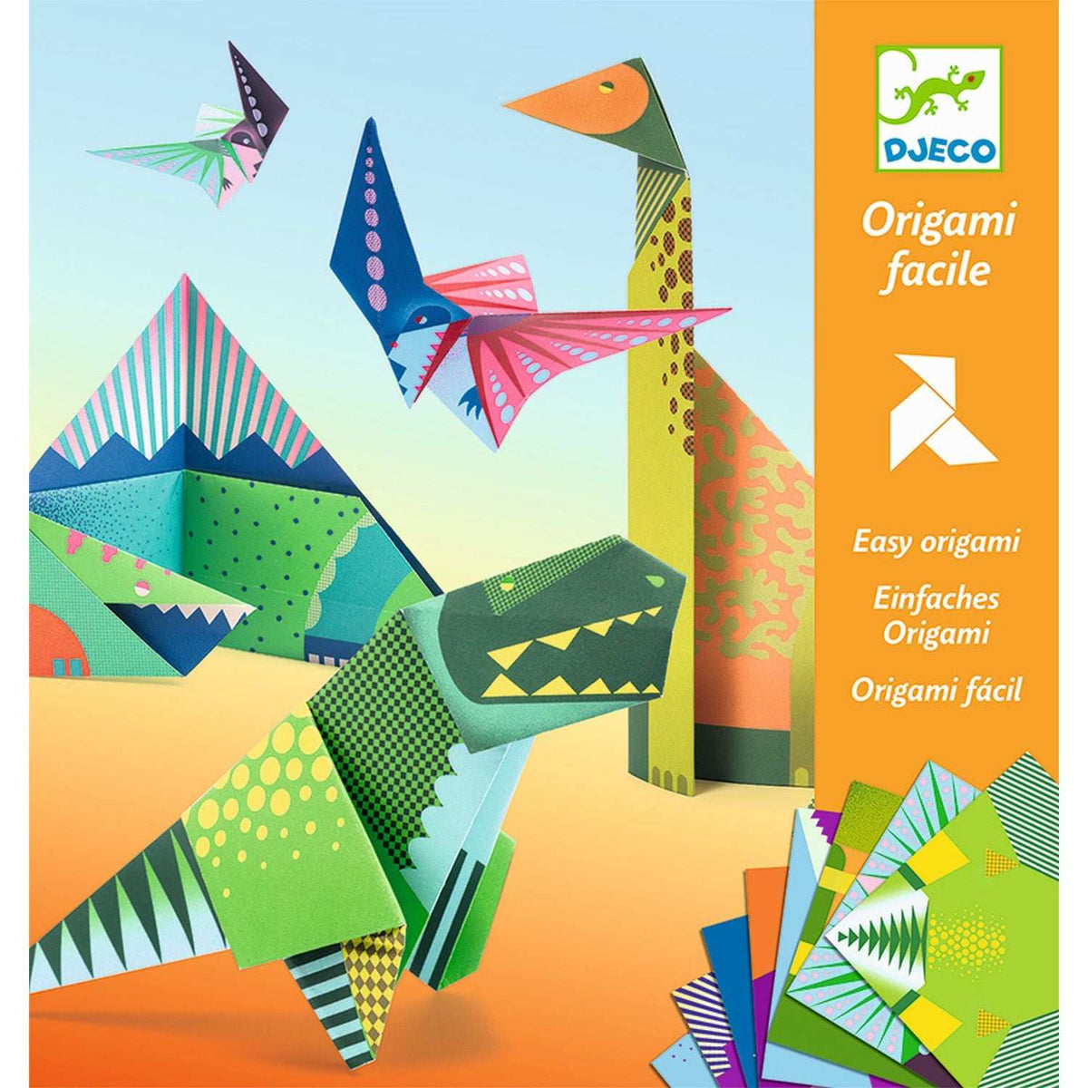 Buntes Origami Dinosaurier Set zum Falten für Kinder ab 6 Jahren
