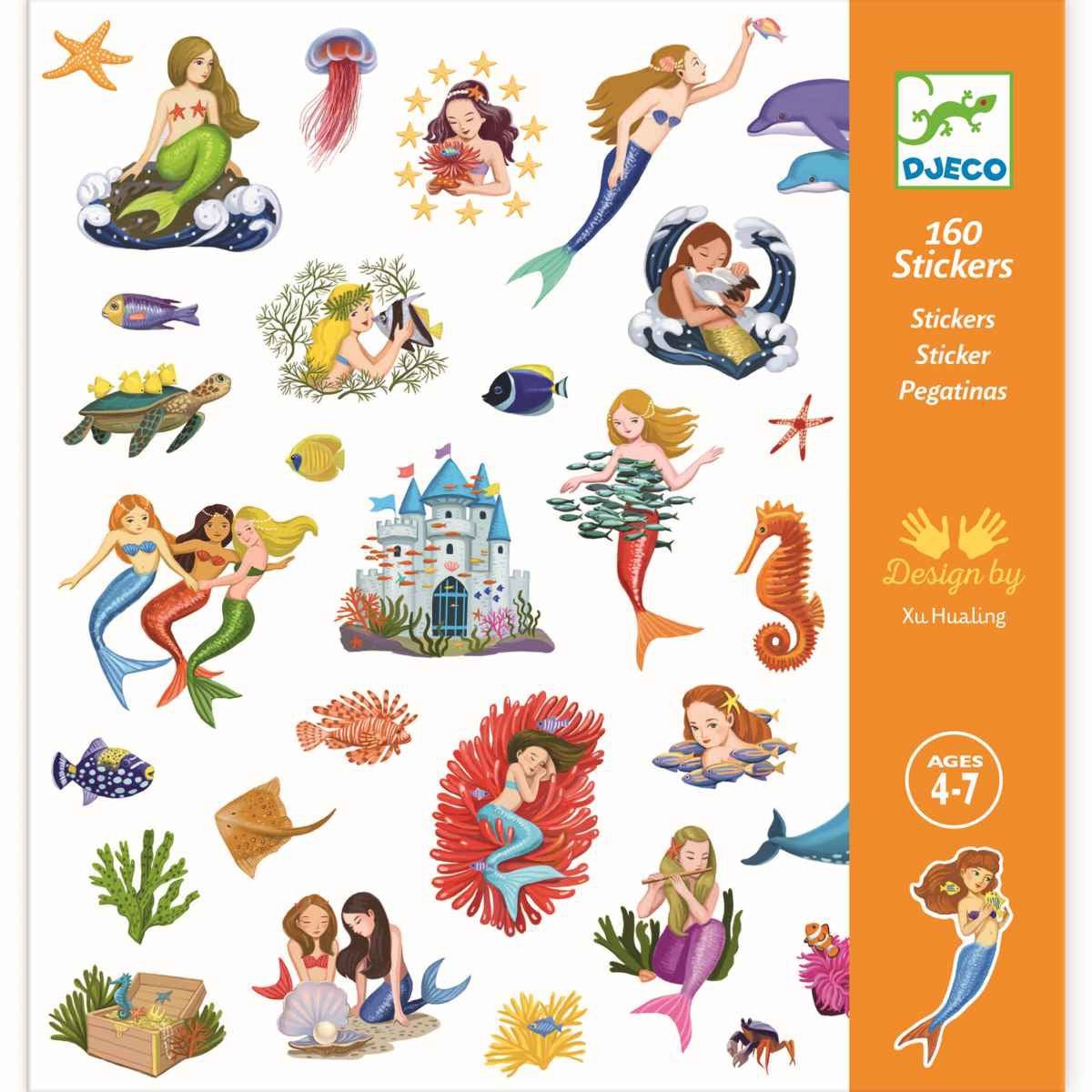 Stickerbögen Meerjungfrauen mit 160 süßen Unterwasserstickern für Kinder