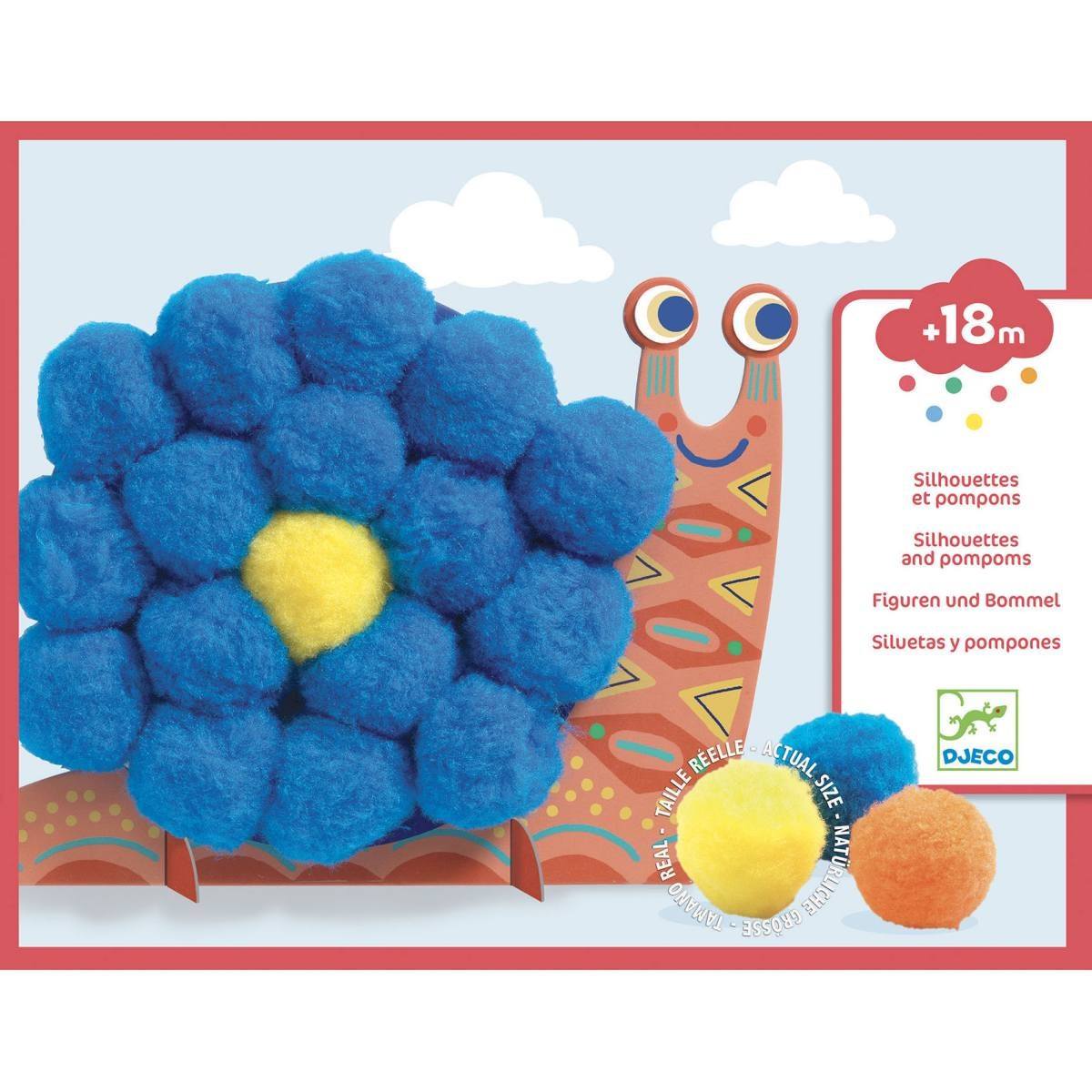 Dreier-Kollagen-Set mit flauschigen Tieren und bunten Pompons für Kinder ab 18 Monaten