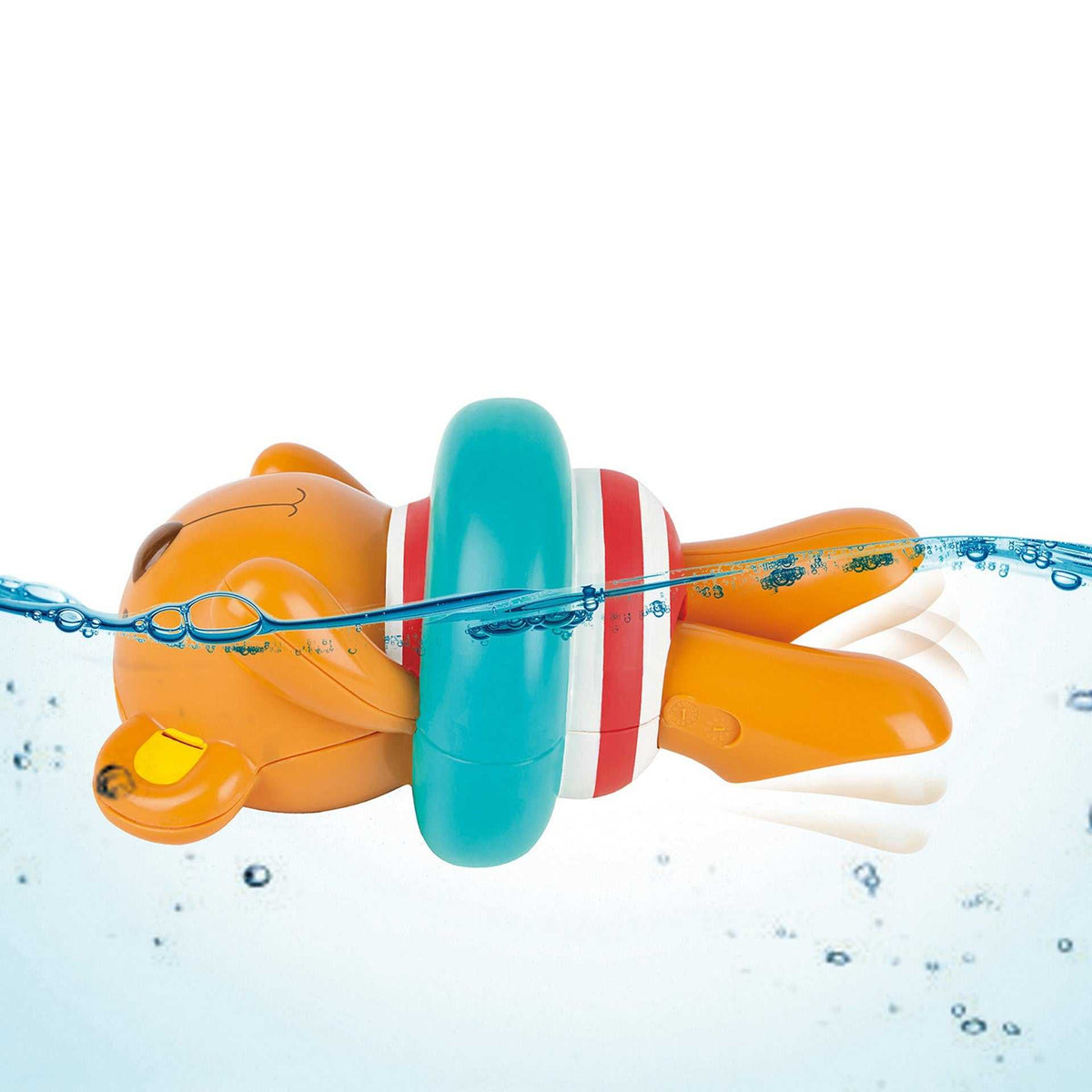 Teddy geht planschen Bade-Spielzeug von Hape schwimmend im Wasser