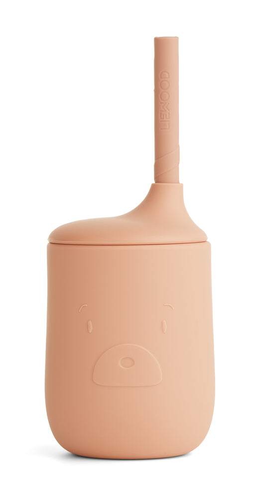 Silikon Trinklernbecher Ellis Mr Bear tuscany mit abnehmbarem Deckel und Trinkhalm, BPA frei, 230ml, spülmaschinengeeignet