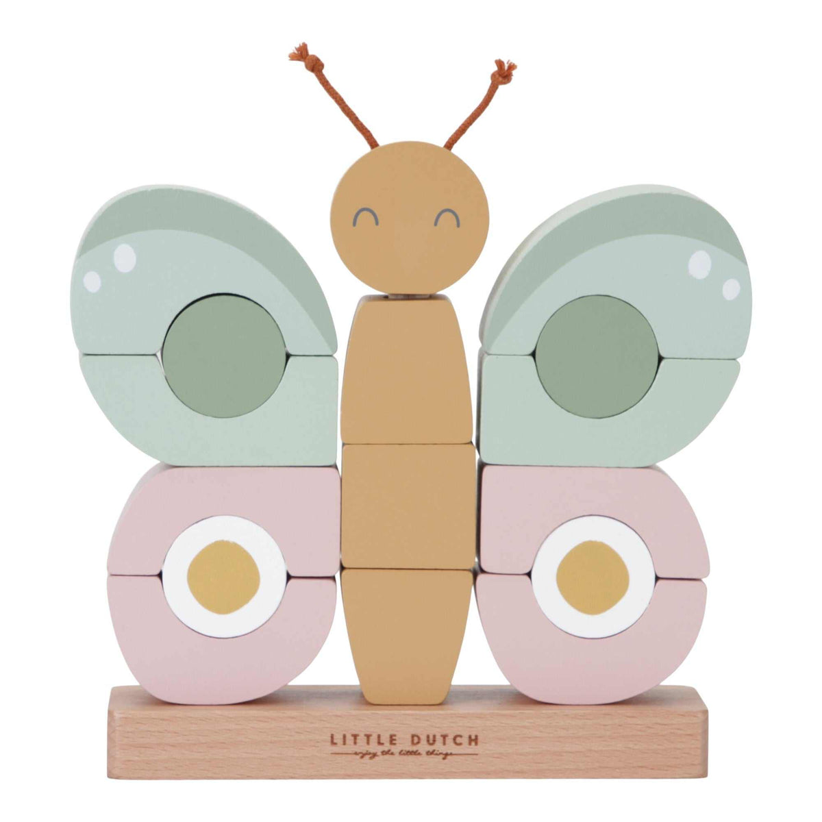 Bunter Stapel Schmetterling aus Holz von Little Dutch für Kinder ab 12 Monate, fördert Hand-Augen-Koordination