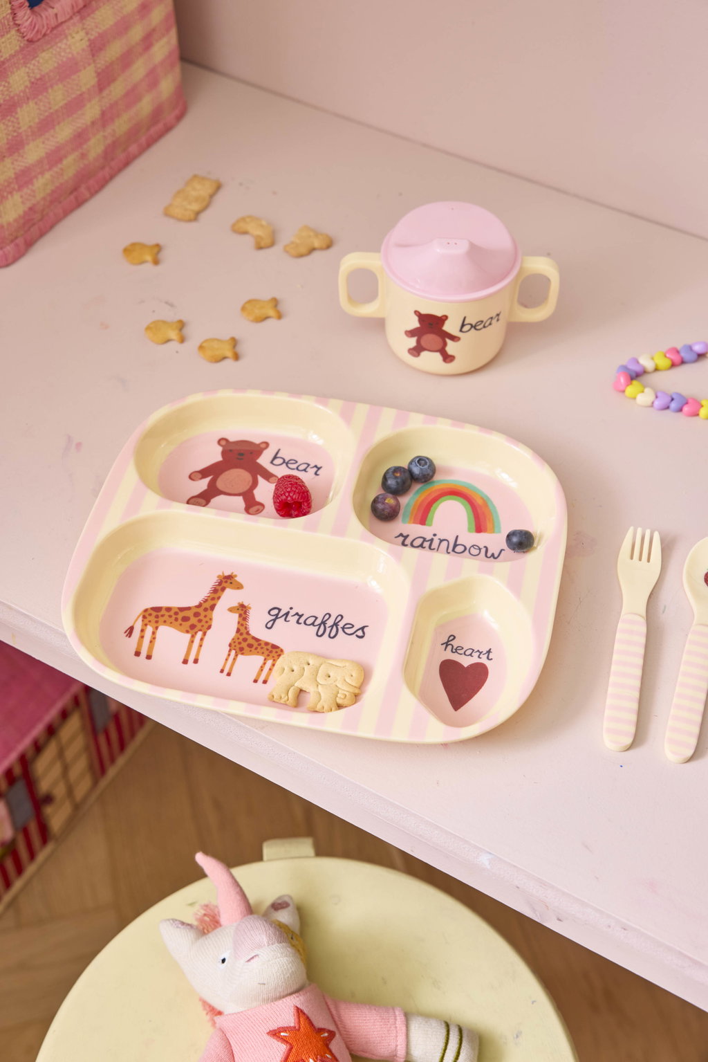 Kinderteller/ Pink ABC Print