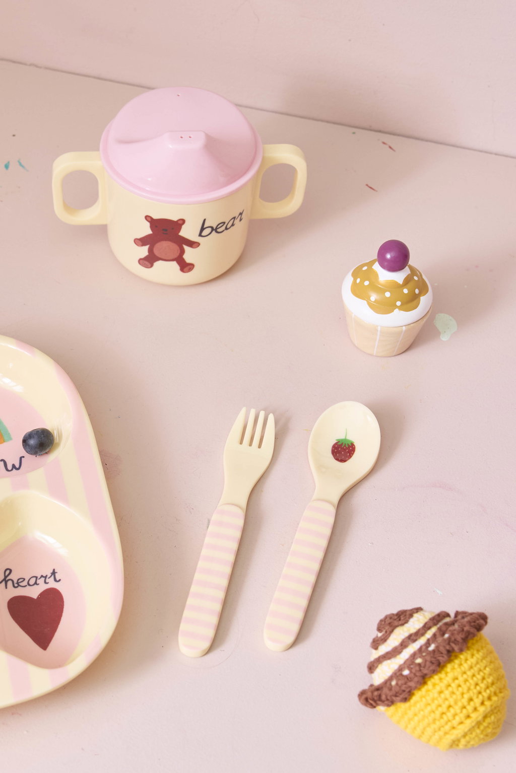 Babylöffel & Gabel/ Pink ABC Print
