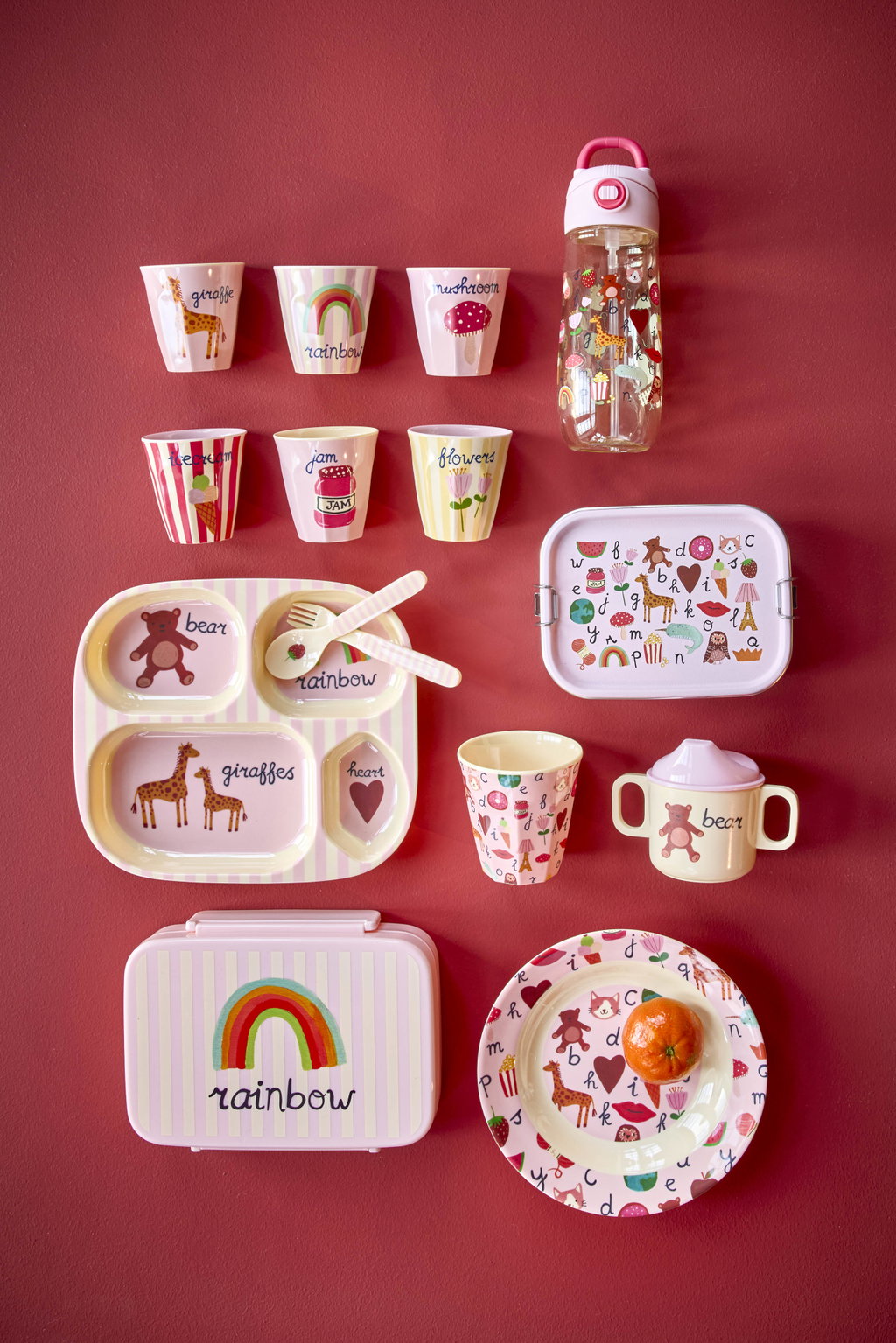 Kinderbecher Set 6er Pack/ ABC Print rosa 160 ml