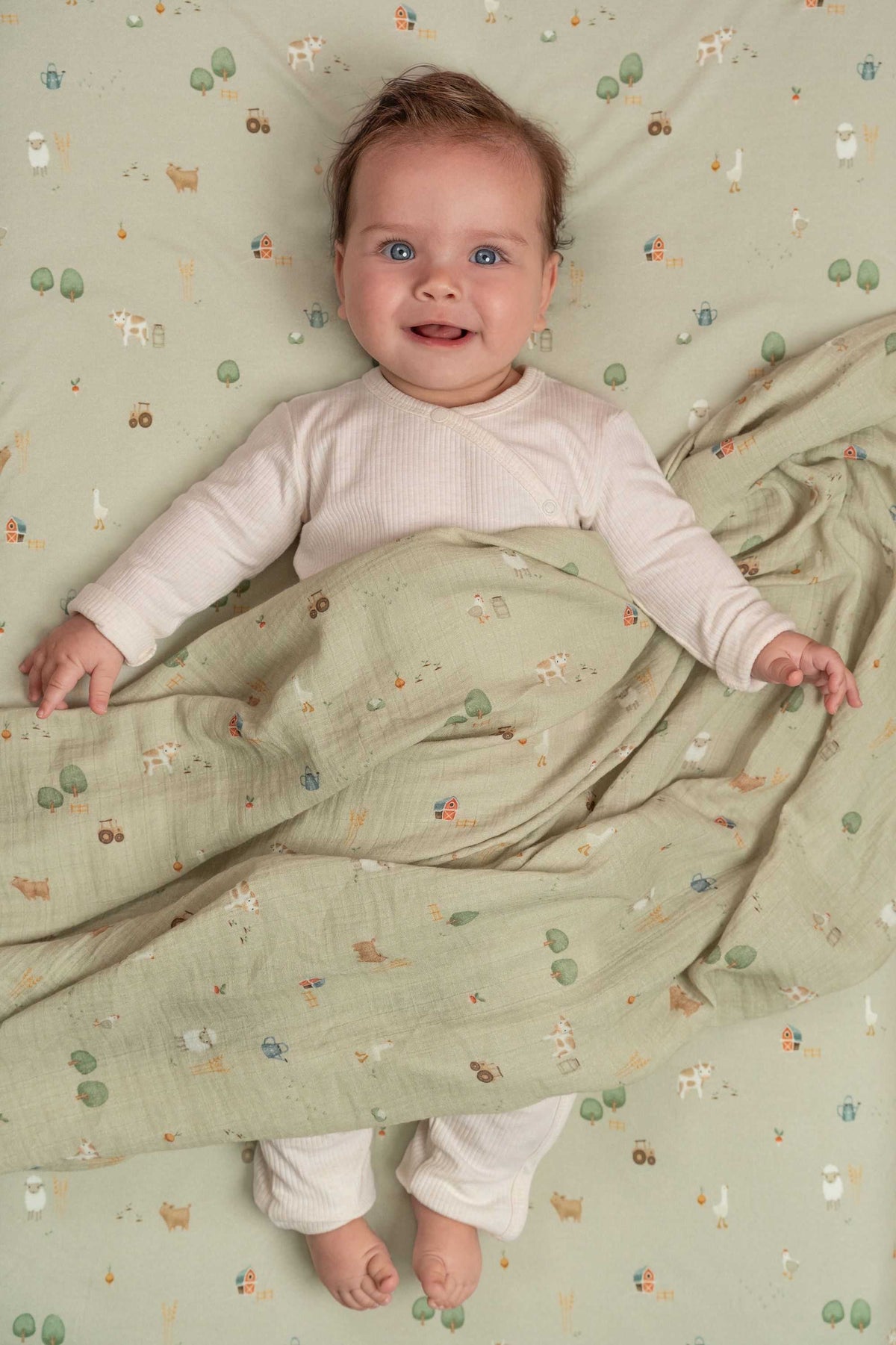 Musselintuch Swaddle 120 x 120 Little Farm