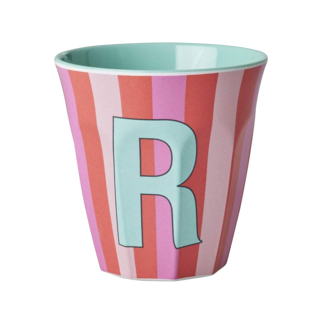 Rice Melaminbecher 250 ml mit Buchstabenprint R, 9 cm hoch, spülmaschinengeeignet