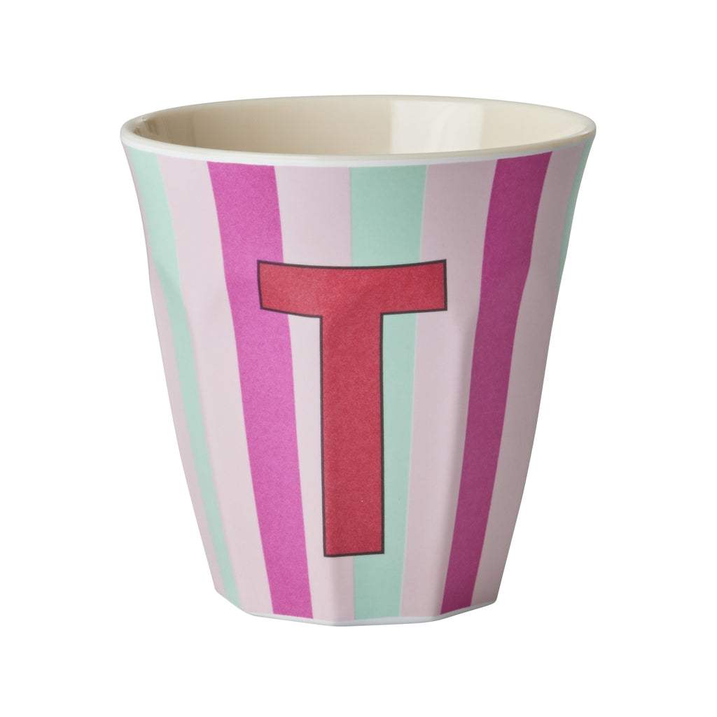 Buchstabenbecher T 250ml Melaminbecher mit Alphabet-Print ideal für Getränke und Stifte