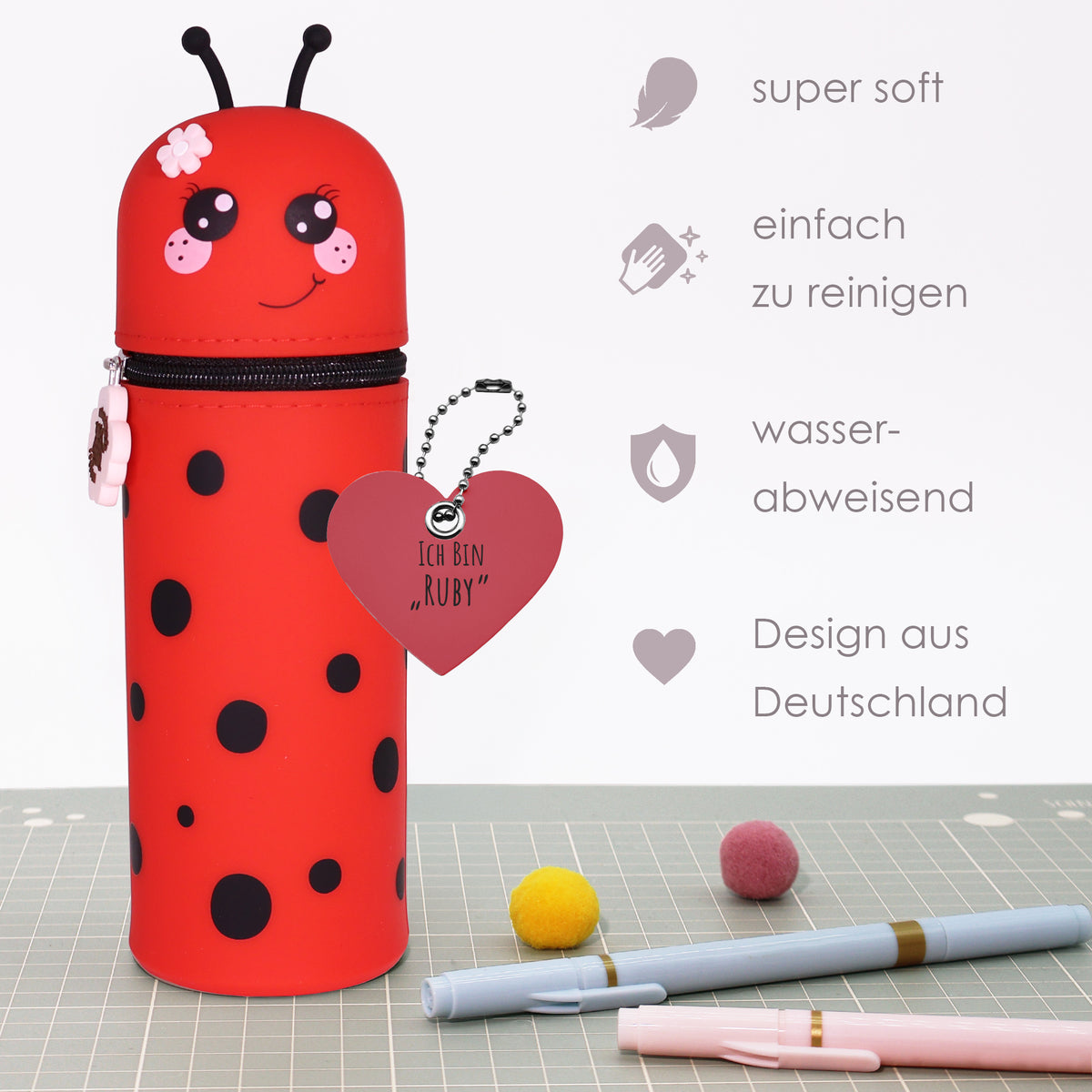 Silikon Federmäppchen Marienkäfer Ruby