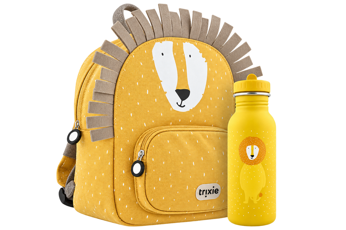 Schulset - Rucksack & Trinkflasche 500ml - Mr. Lion