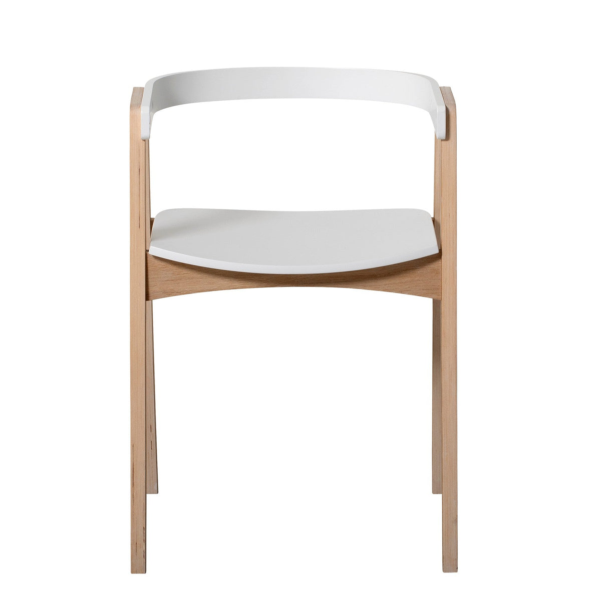 Wood Armlehnstuhl von Oliver Furniture aus weiß lackierter Birke und Eichenfurnier mit verstellbarer Höhe und rundem Rückenlehne