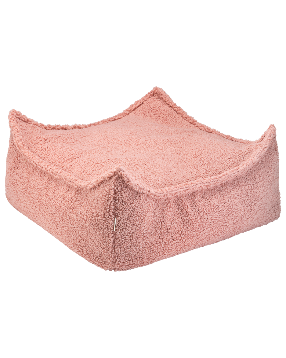 Square Ottoman in guava pink with OEKO-TEX certified teddy fabric and removable cover for versatile seating and footrest use