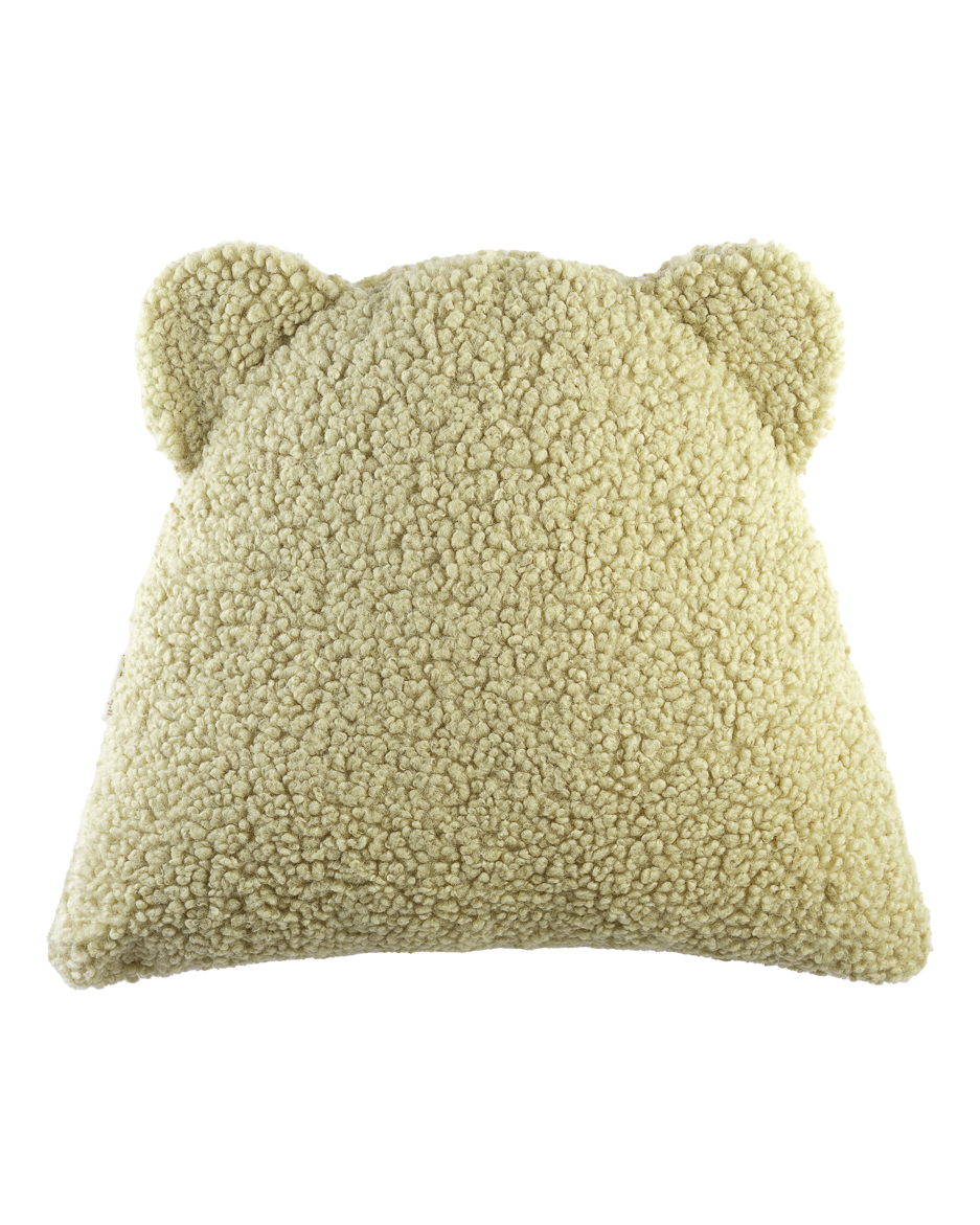 Weiches Bärenkissen wigiwama aus Teddy-Stoff mit Bärenohren, ideal fürs Kinderzimmer, 37x40 cm, pflegeleicht und allergikerfreundlich