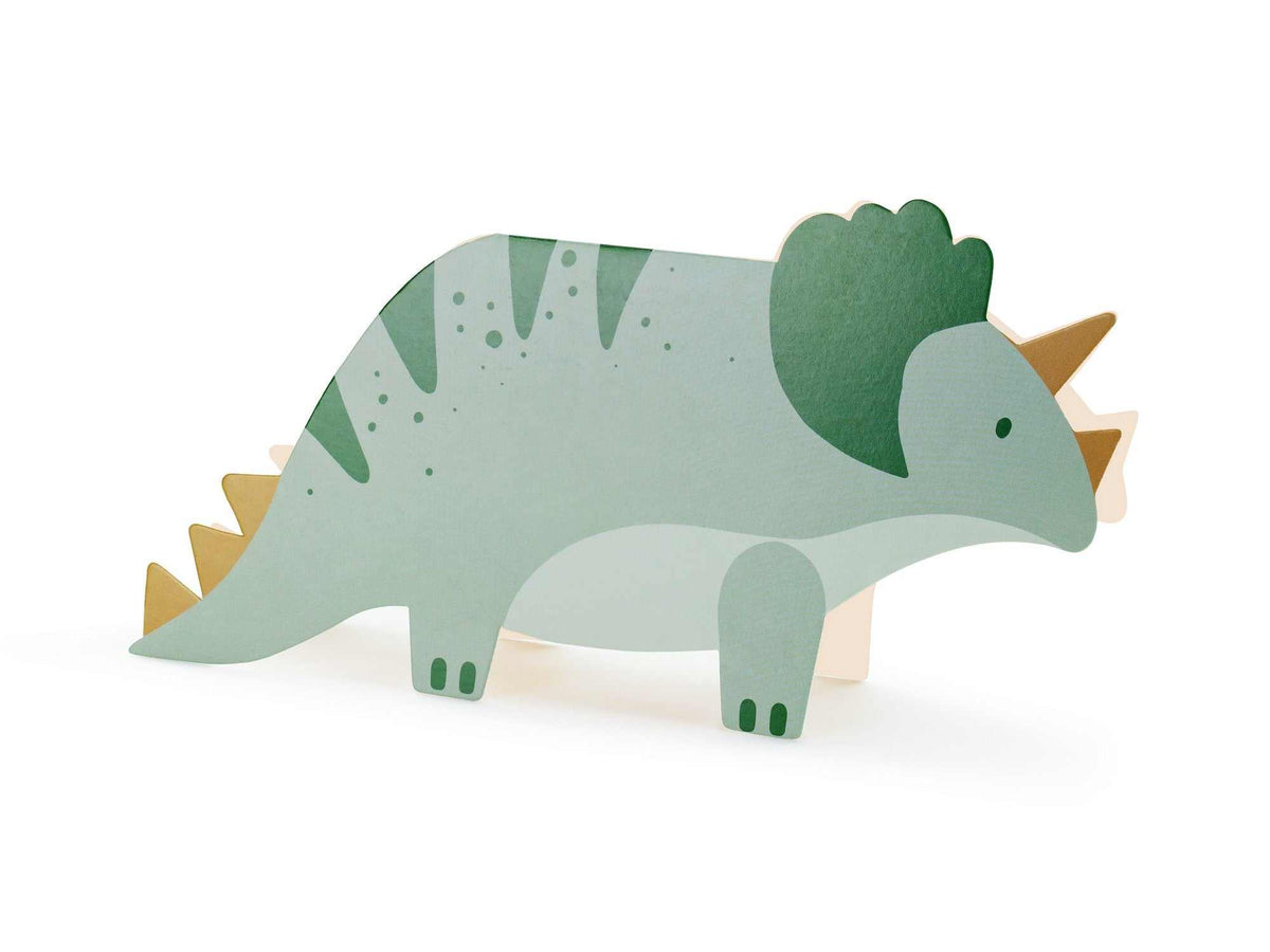 6 Einladungen Triceratops mit Umschlägen in Dinosaurier-Design von PartyDeco