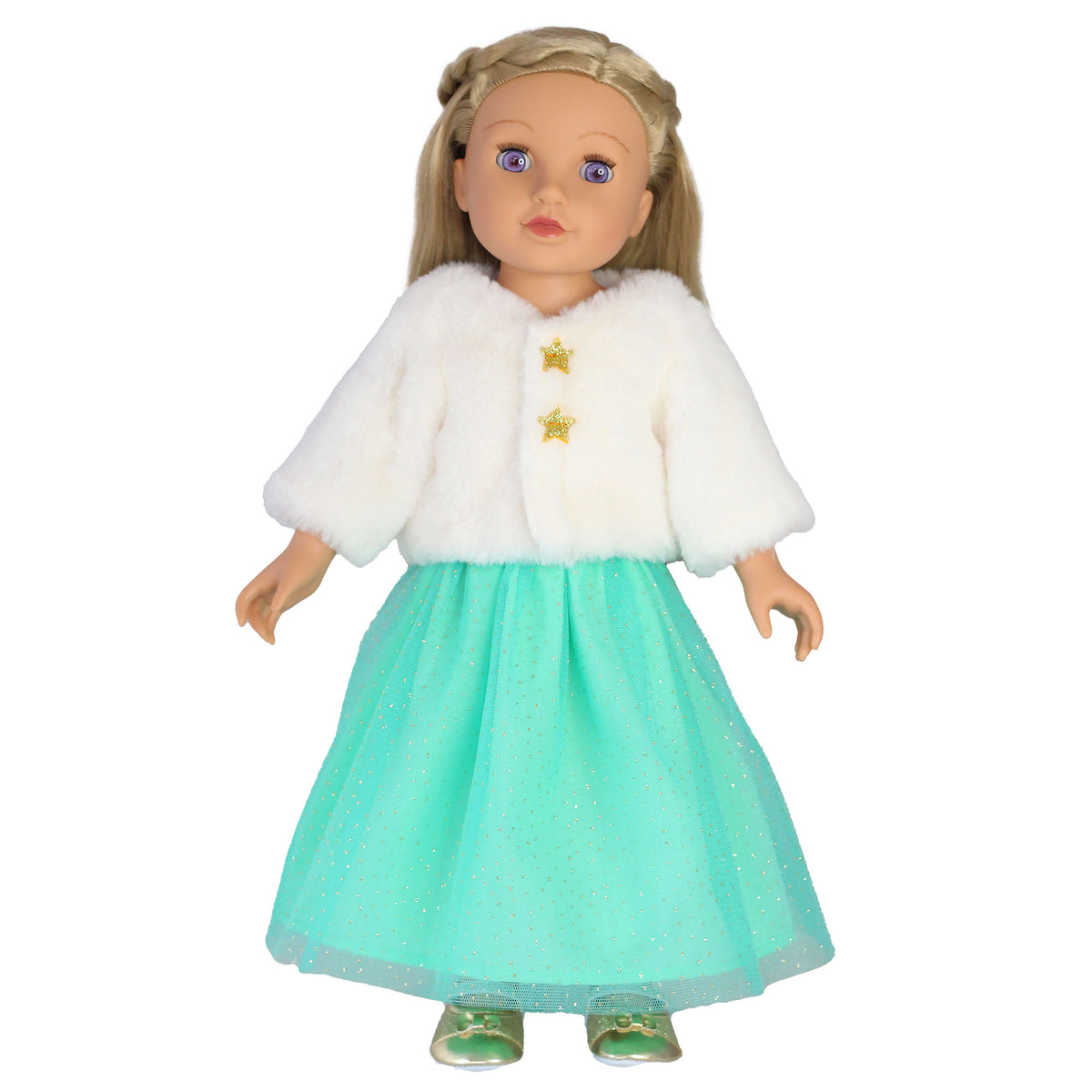 Puppen Plüschjacke "Yuki" mit Tüllrock 35-45 cm