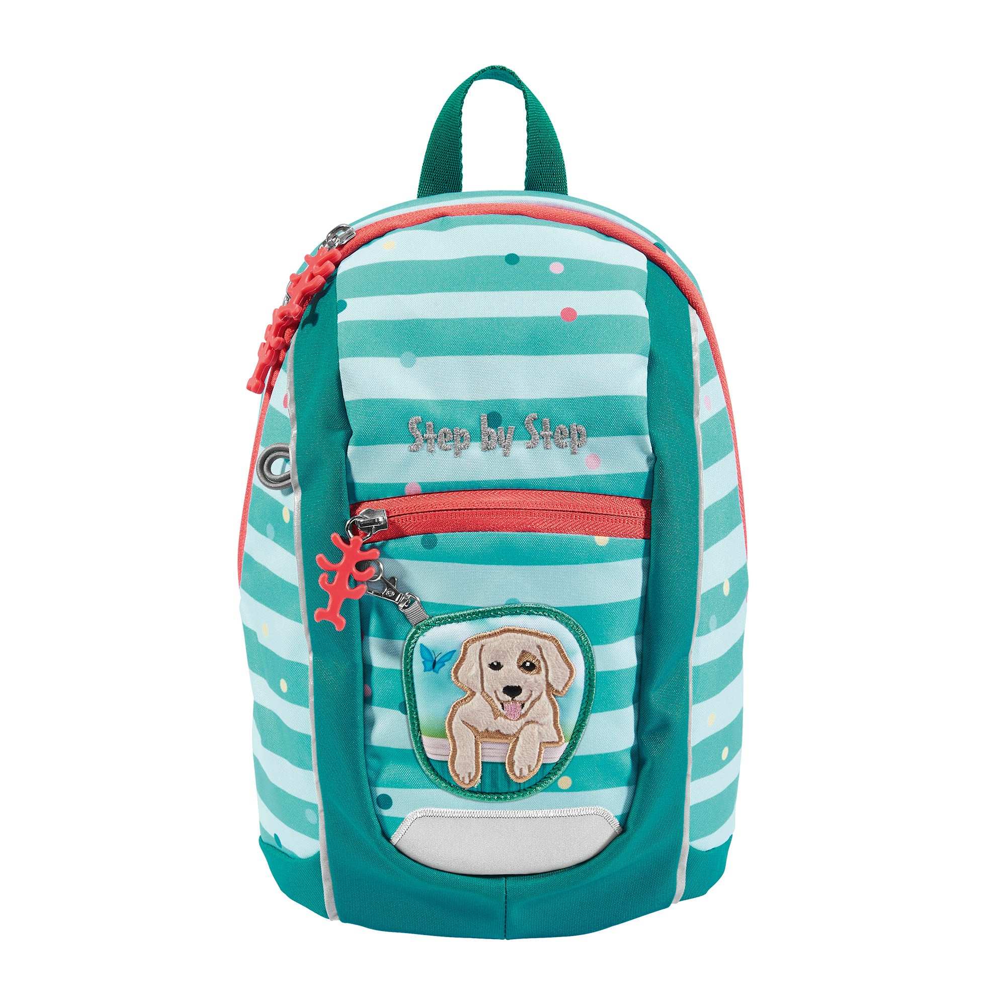 KIGA MINI Rucksack in Rosa mit Hundemotiv, ergonomisch gepolstert und reflektierend, ideal für Kindergartenkinder