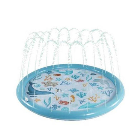 Blau Sprinklermatte Ocean Dreams Wasserspielmatte mit Fischen für Kinder aus PVC, 150 cm Durchmesser